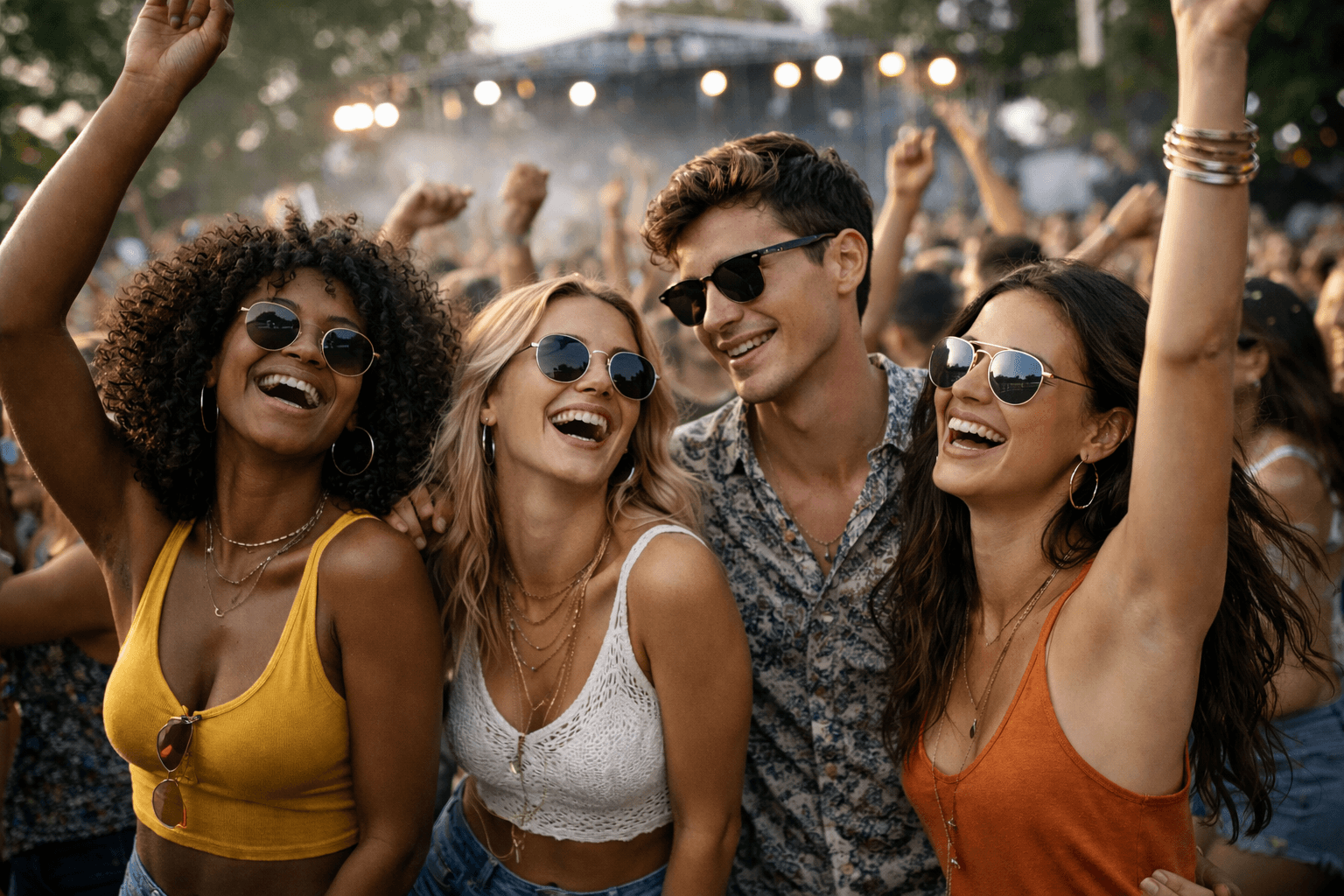 Friends enjoying live music